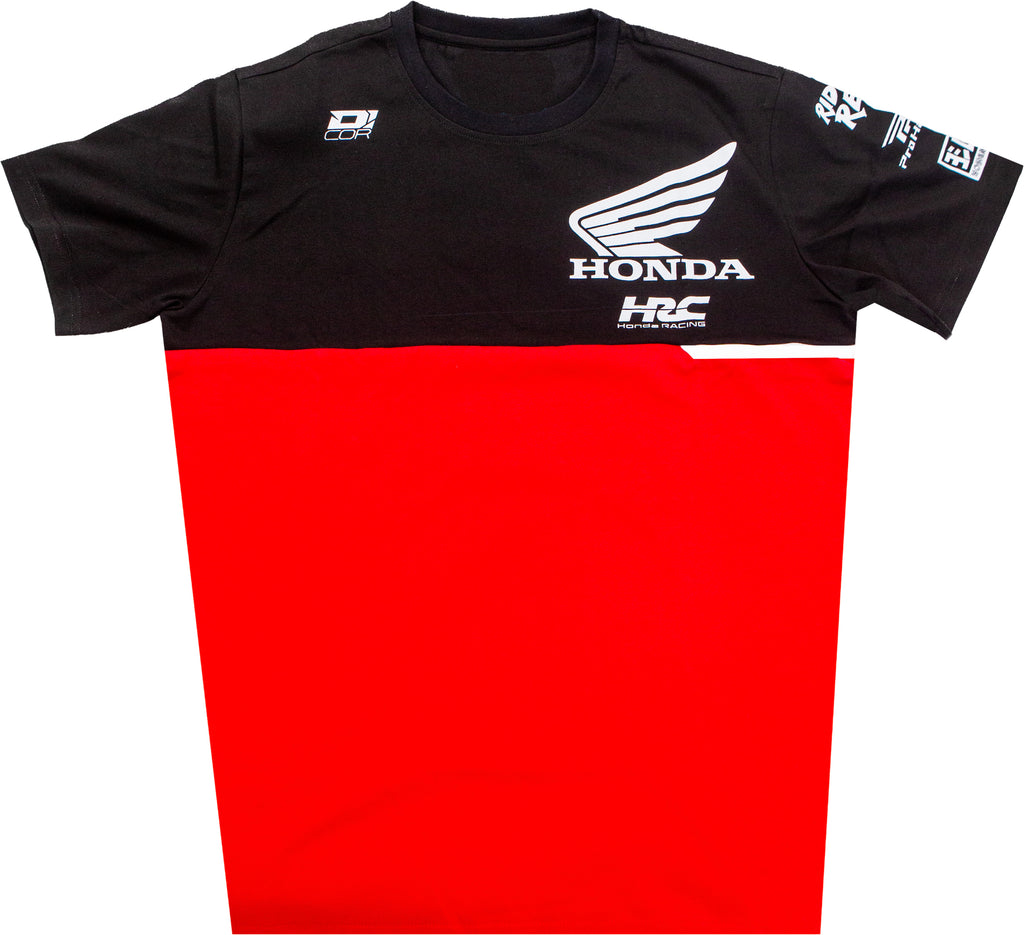 Red DCOR Honda Team2 T-shirt in large size, featuring the Honda logo and team design, displayed flat on a white background.
