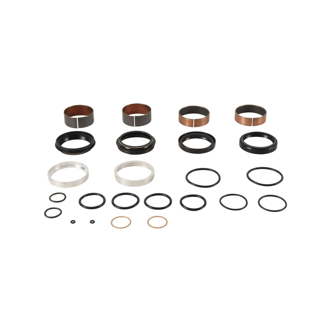 Pivot Works suspension seal and bushing kit for forks, part number 52-09208, showing various seals and bushings for motorcycle forks.