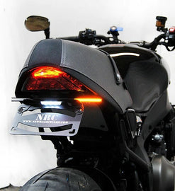 New Rage Cycles Fender Eliminator for Yamaha YZF models, showcasing sleek black body and mounting hardware for motorcycle tail tidy.