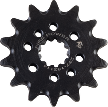 Load image into Gallery viewer, Steel 14-tooth front CS sprocket for Honda CRF250 by Fire Power, showing the gear's detailed teeth and metal finish.