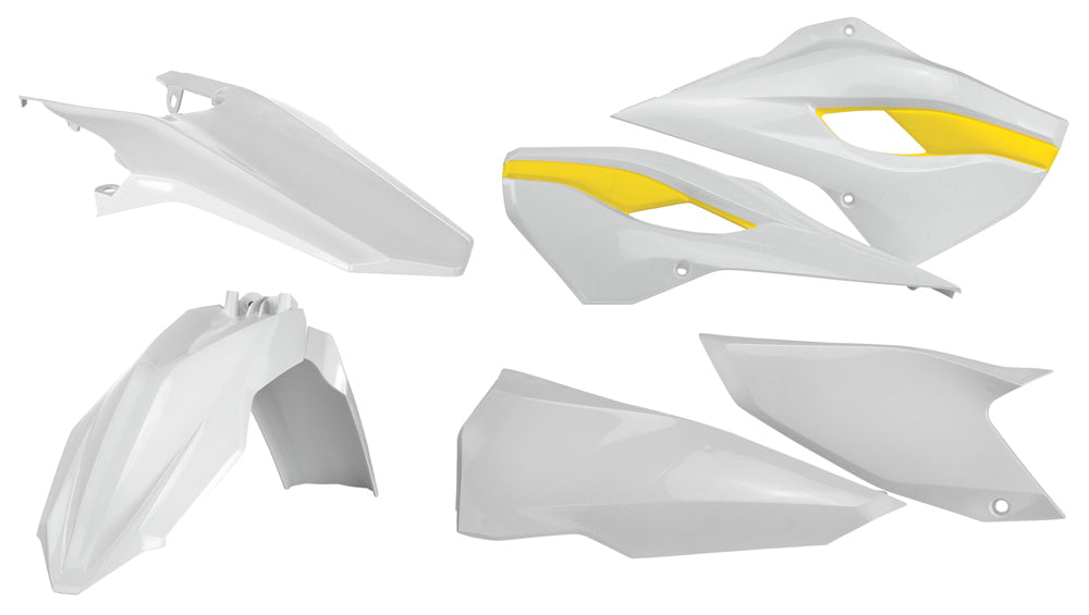Acerbis plastic kit with multiple black plastic components, designed for motorcycle or off-road vehicle repairs.