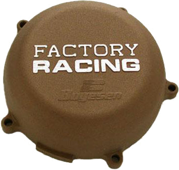 Boyesen Factory Racing magnesium ignition cover for street bikes, featuring a sleek metallic finish and precise fit.