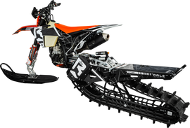 Rale Industries 2024 MT129 snowbike conversion kit track kit with metal components and mounting hardware for snow riding.