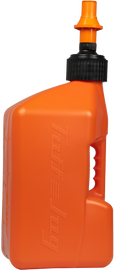 Orange Tuff Jug 5-gallon utility container with orange cap, durable plastic jug for storage and transport.