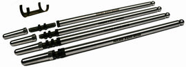 Feuling adjustable engine push rods with fast install design, showing close-up of the metallic rods and installation features
