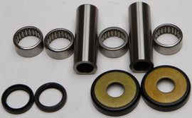 All Balls swingarm bearing kit for suspension with multiple bearings and seals, showing components arranged on a white background.