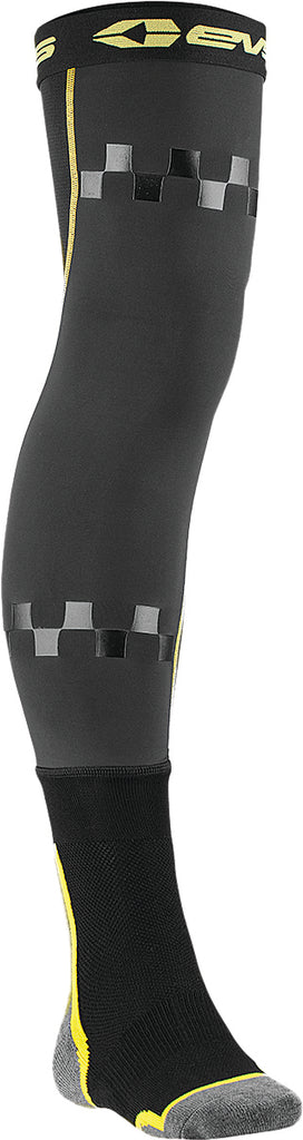 Black and hi-vis youth Fusion Socks by EVS featuring reinforced toes and vibrant safety accents for active footwear.