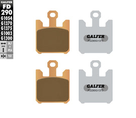 GALFER Sintered Ceramic Brake Pads FD290G1375 for motorcycles, showing the black brake pad with metal backing plate.