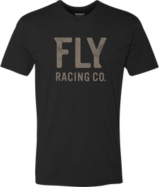 Fly Racing Fly Gauge Tee in black, featuring the Fly logo and graphic design, displayed on a neutral background.