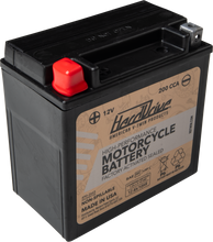 Charger l'image dans la galerie, HARDDRIVE YTX-14 high-performance motorcycle battery with 200 CCA, showcasing the battery's compact design and terminal layout.