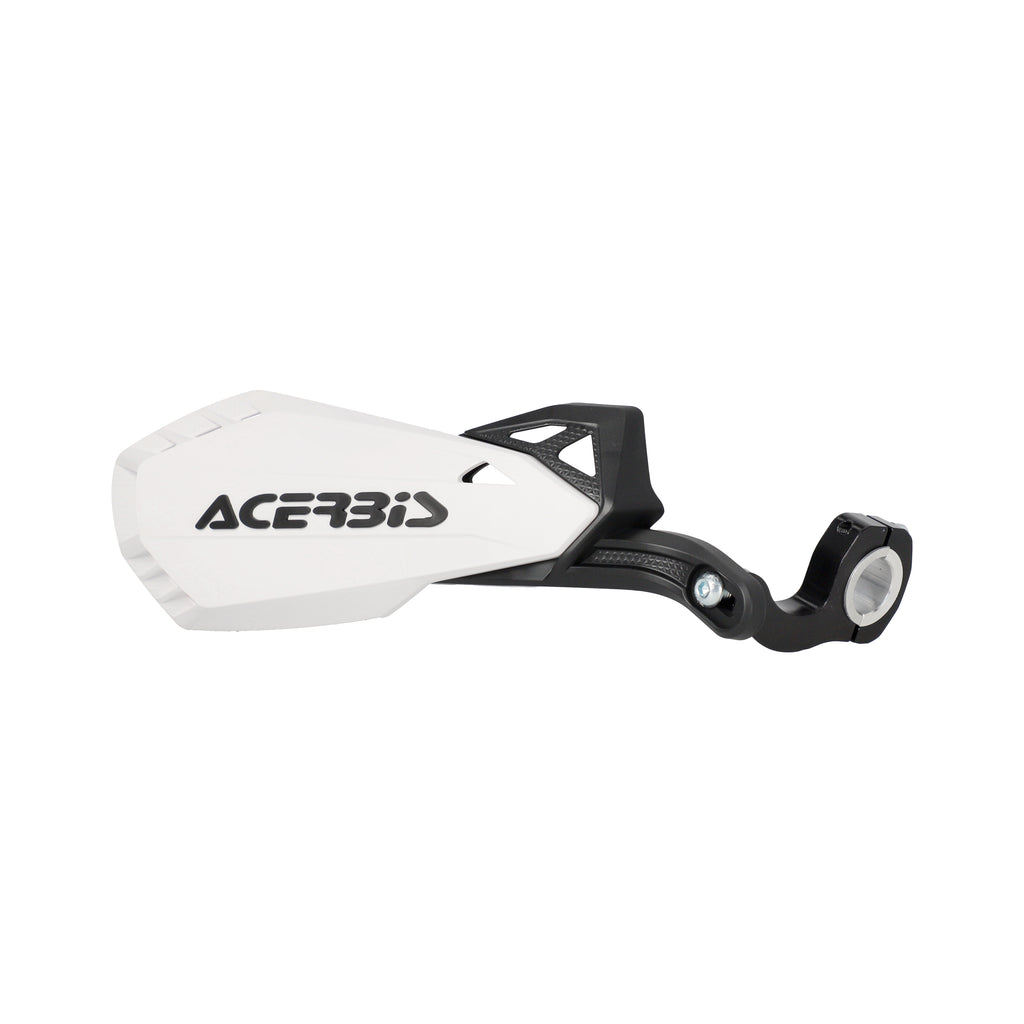 Acerbis handguard for mini motorcycles, showing black plastic shield with mounting brackets and logo branding.