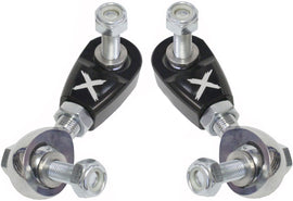ModQuad front sway bar links for Maverick X3 suspension, showing the metal links with mounting hardware and protective rubber boots.