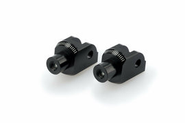 PUIG footpeg adapter 561-07210BK for motorcycle foot controls, black metal with mounting hardware visible.