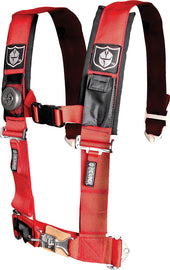 Pro Armor 4-point harness with 2-inch pads designed for Polaris RZR off-road vehicles, featuring red color accents.