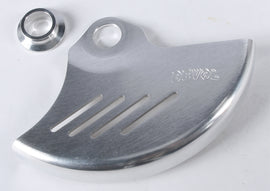 Devol Rear Disc Guard 60-8252, black protective motorcycle rear disc brake guard on a bike wheel.
