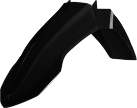 Black Polisport Plastics front fender for Yamaha off-road bikes, designed for durability and protection during trail riding.
