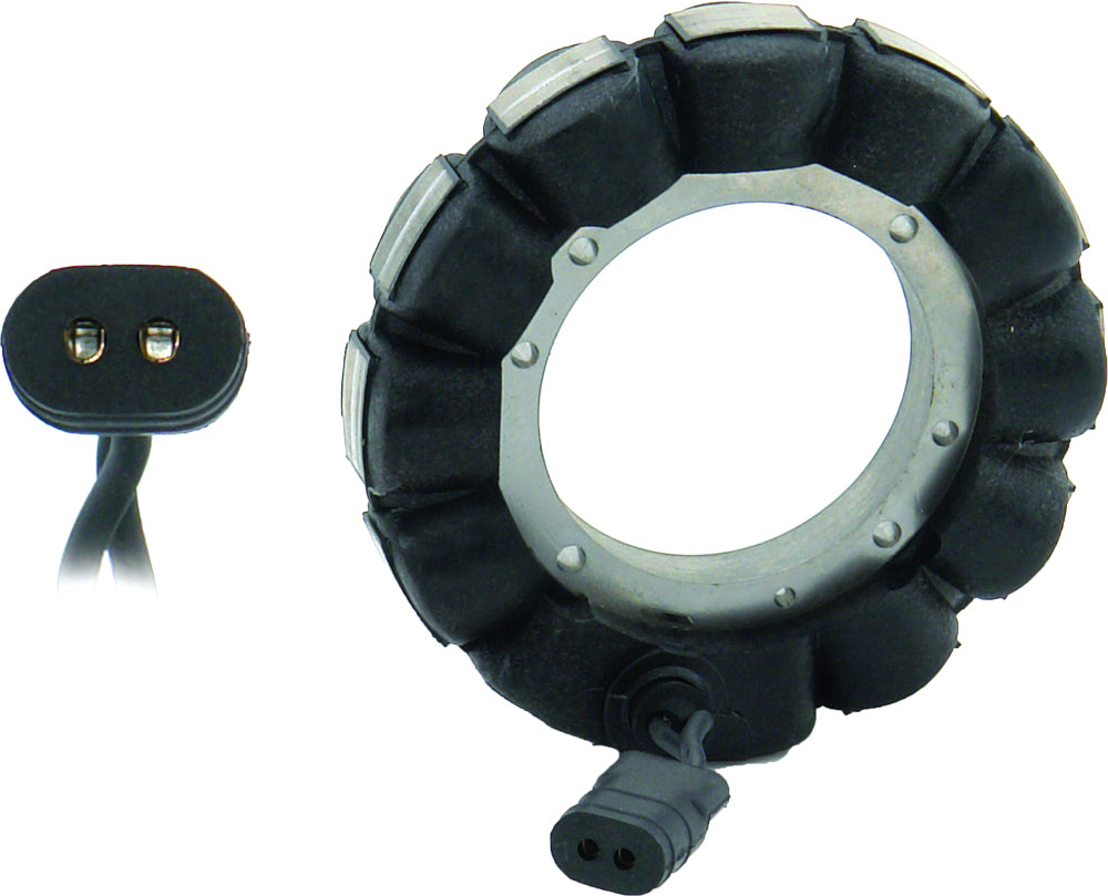 ACCEL 22 Amp Stator Assembly for FXST/FLT motorcycle, molded electrical component with detailed wiring visible.