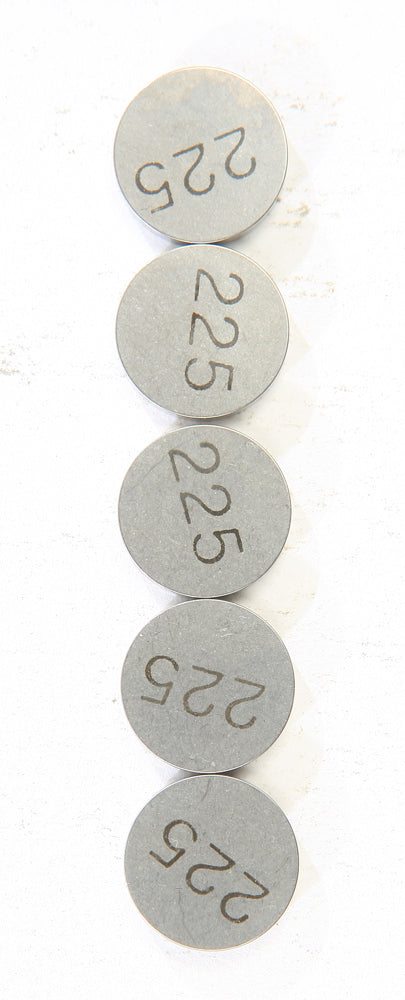 K&L Valve Shims 2.25mm x 13mm for intake and fuel system, shown in a 5-pack, used in carburetor and engine applications