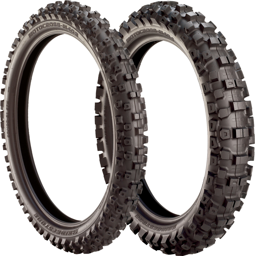 Bridgestone Motocross M403 front tire, 60/100-14 bias tire with tread pattern suitable for off-road motorcycle riding