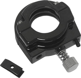 HardDrive gloss black dual cable throttle clamp with screw-in design, used for motorcycle throttle control.
