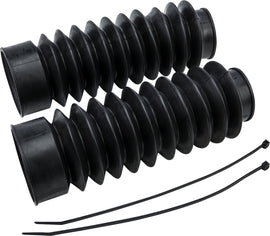 HardDrive Black 49mm long custom fork boot for motorcycle suspension, designed for durable protection and style.