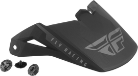 Fly Racing Kinetic Drift helmet visor in black and charcoal, shown attached to the helmet with a sleek, aerodynamic design.