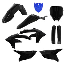 Charger l'image dans la galerie, Acerbis full plastic motorcycle kit in black and blue for Yamaha models, featuring various plastic panels and fairings.