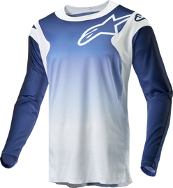 Alpine Star Racer Hoen Jersey in white, dark navy, and light blue, size small, with racing-inspired design and branding details.