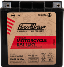 Load image into Gallery viewer, HardDrive Premium Battery GYZ32HL with 490-2655 CCA, showing its compact design and terminal connections for automotive use.