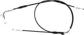 Motion Pro black vinyl throttle pull cable for motorcycle control lines, shown with connection ends and flexible cable.