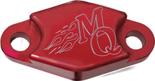 Load image into Gallery viewer, Red ModQuad brake block off plate for ATV or dirt bike, featuring a sturdy metal construction and precise fit.