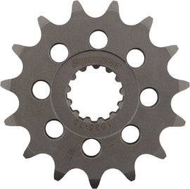 Supersprox steel front street motorcycle sprocket with 15-tooth count for Kawasaki 525 series, durable and precision-engineered.