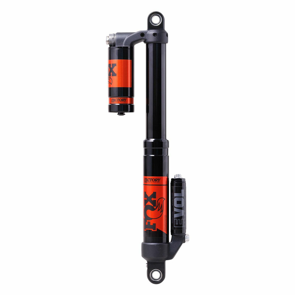 Pair of Fox Float 3 Evol RC2 suspension shocks with black bodies and silver stanchions, designed for mountain bike suspension systems.