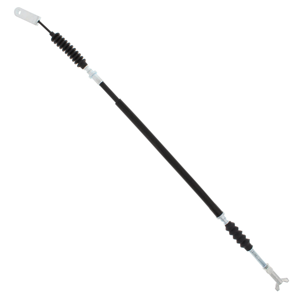 All Balls rear brake cable 24-54028 for motorcycle, showing the flexible cable with fittings, part of hydraulic control lines.