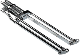 HardDrive Springer Fork Tapered Leg +8 Chrome suspension component with tapered design and polished chrome finish.