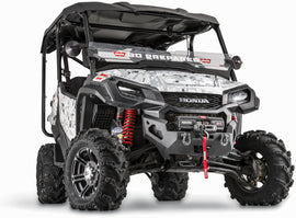 Warn front bumper winch mount bracket, sturdy metal construction, designed for off-road vehicle protection and winch installation.