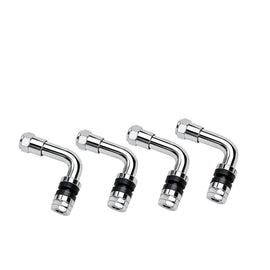 Fire Power 90-degree tire valve stems, 0.327-inch, in a 4-pack, for wheel accessories, visible with black rubber and metal components.