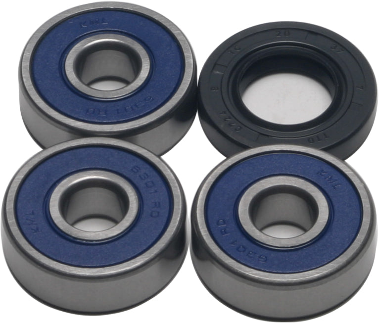 All Balls rear wheel bearing kit 22-51295 with multiple bearings and components for motorcycle wheel maintenance.