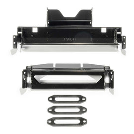 Warn front plow mounting kit with brackets, designed for secure attachment to compatible vehicles.