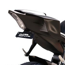 DMP black fender eliminator kit for Yamaha motorcycle, body part shown with mounting brackets and sleek design.