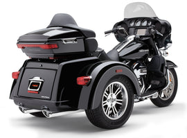 Cobra Slip-On Exhaust with Billet Tips and Chrome Tri-Glide for motorcycle, featuring sleek chrome finish and dual exhaust tips.