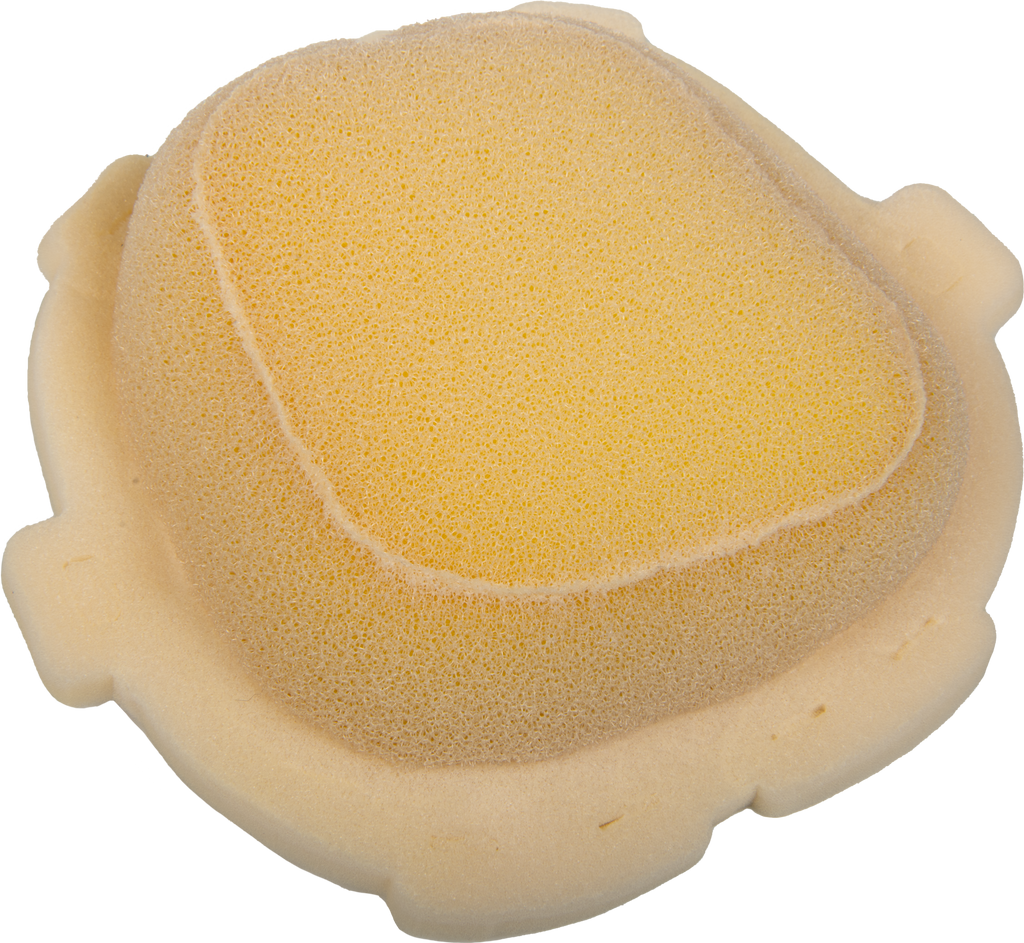 No Toil No-Toil air filter for motorcycle or motorcycle helmet, showing the filter medium and frame details.