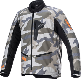 Alpine Star Venture Xt Jacket in Mojav Camo and Orange Fluo, small size, showcasing the camouflage and bright orange accents.