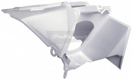 Polisport Plastics white filter box body for 64-06030 model, showing the durable plastic construction and compact design.