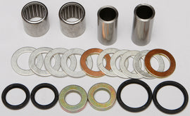 All Balls Swingarm Bearing Kit 22-81206 for motorcycle suspension, showing new bearings and components in the kit.