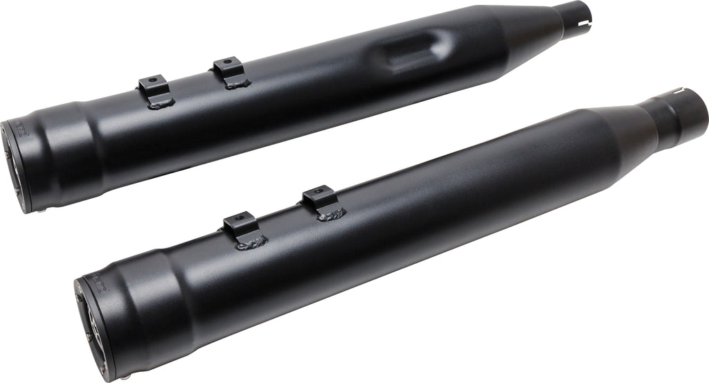 FireBrand Grand Prix Mufflers in black for touring cars, showcasing the sleek exhaust design with chrome tips and branding details.