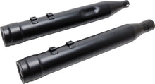 Load image into Gallery viewer, FireBrand Grand Prix Mufflers in black for touring cars, showcasing the sleek exhaust design with chrome tips and branding details.