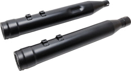 FireBrand Grand Prix Mufflers in black for touring cars, showcasing the sleek exhaust design with chrome tips and branding details.