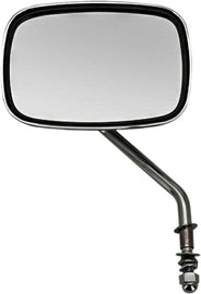 HardDrive OEM style short stem chrome motorcycle mirror, left side, with a sleek reflective surface and durable chrome finish.