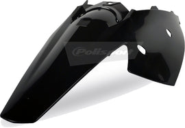 Polisport Plastics black rear fender with panel for motorcycle, part number 64-8551, shown on a bike.